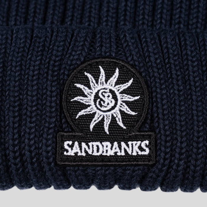 Sandbanks - Badge Logo Merino Wool Beanie in Navy - Nigel Clare