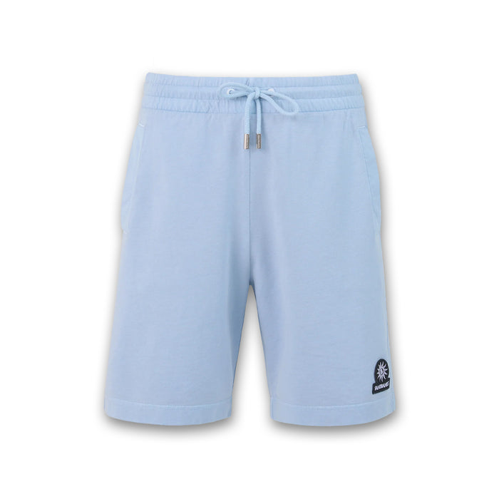 Sandbanks - Badge Logo Mineral Wash Shorts in Dusty Blue - Nigel Clare