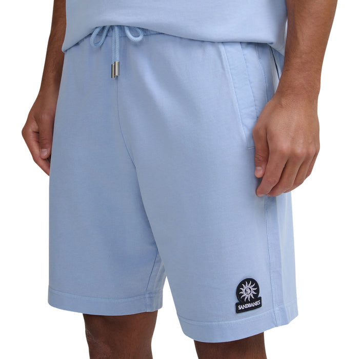 Sandbanks - Badge Logo Mineral Wash Shorts in Dusty Blue - Nigel Clare