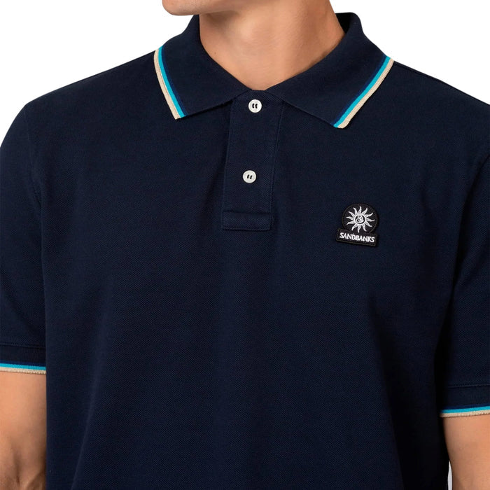 Sandbanks - Badge Logo Polo Shirt in Navy - Nigel Clare