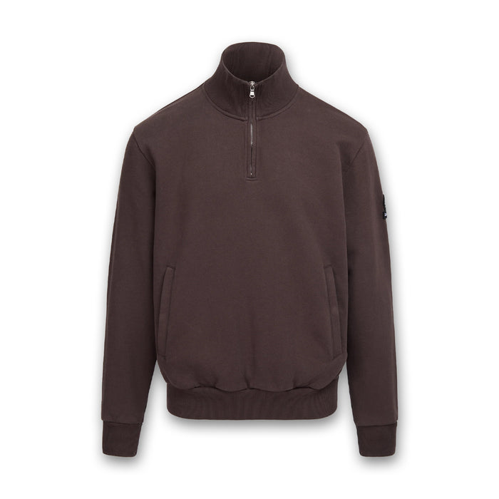 Sandbanks - Badge Logo Quarter Zip in Brown - Nigel Clare
