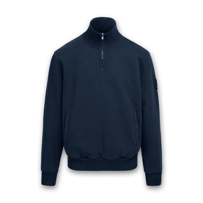 Sandbanks - Badge Logo Quarter Zip in Navy - Nigel Clare