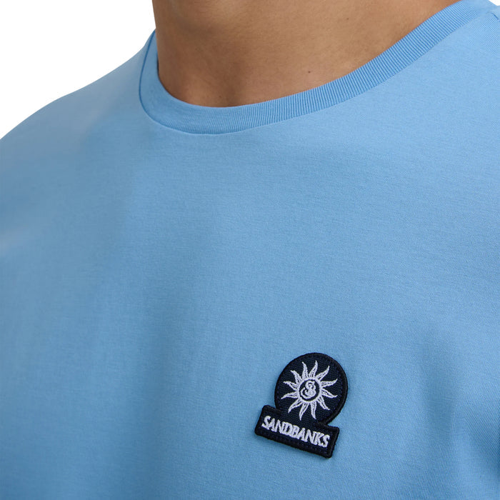 Sandbanks - Badge Logo T-Shirt in Dusty Blue - Nigel Clare