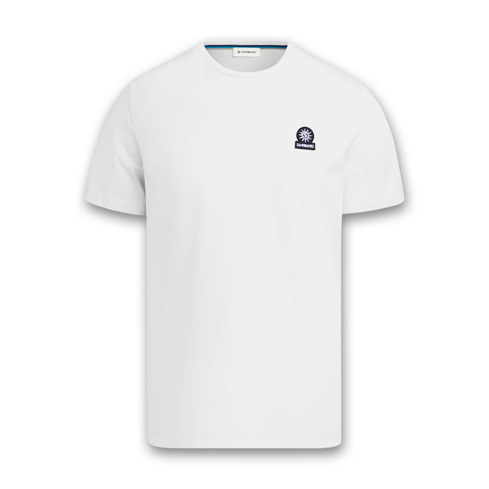 Sandbanks - Badge Logo T-Shirt in White - Nigel Clare