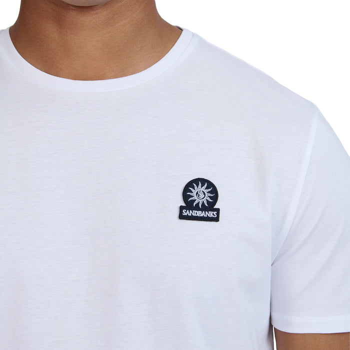 Sandbanks - Badge Logo T-Shirt in White - Nigel Clare