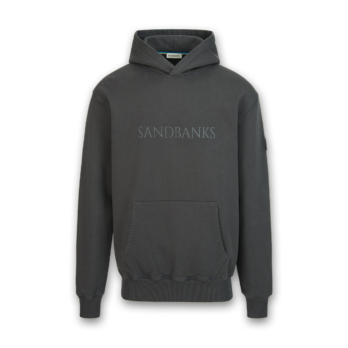 Sandbanks - Raised Rubber Logo Hoodie in Anthracite - Nigel Clare
