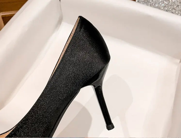 Satin Bow Knot Crystal High Heels fashionnsio