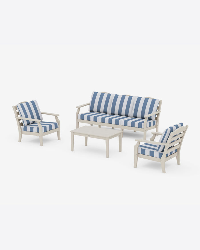 Savannah 4-Piece Deep Seating Set with Sofa in Cabana Stripe