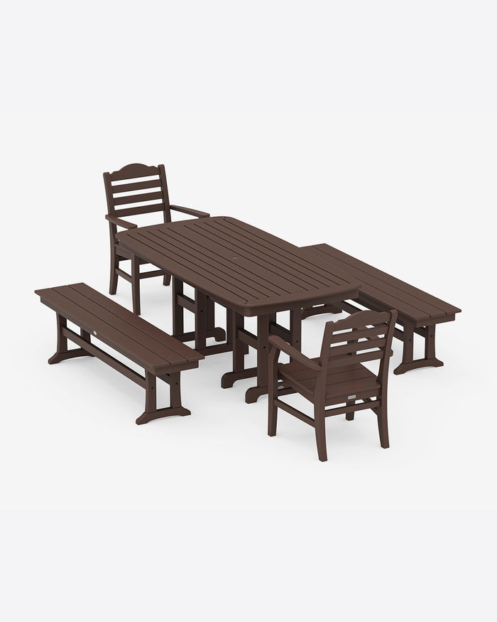 Savannah 5-Piece Dining Set with Benches