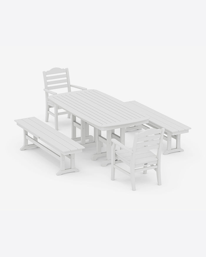 Savannah 5-Piece Dining Set with Benches