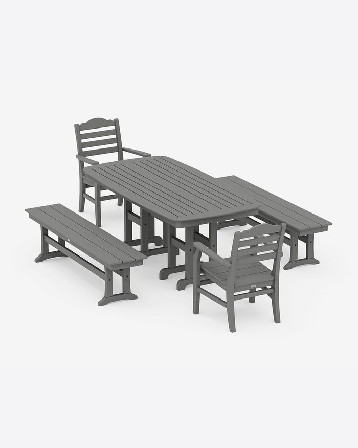 Savannah 5-Piece Dining Set with Benches