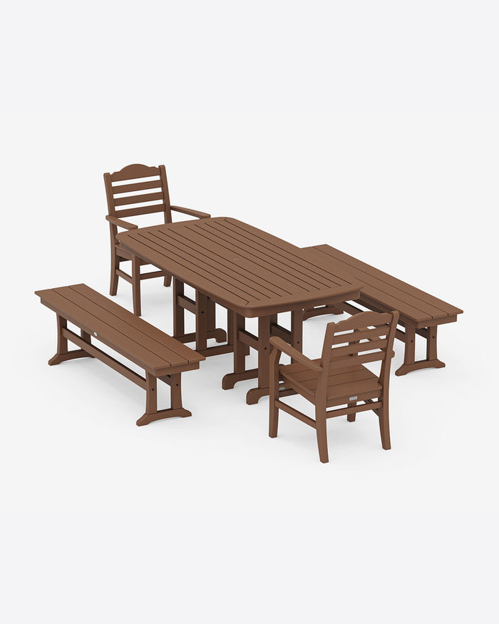 Savannah 5-Piece Dining Set with Benches