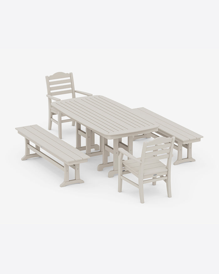 Savannah 5-Piece Dining Set with Benches