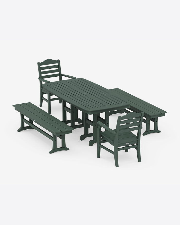 Savannah 5-Piece Dining Set with Benches