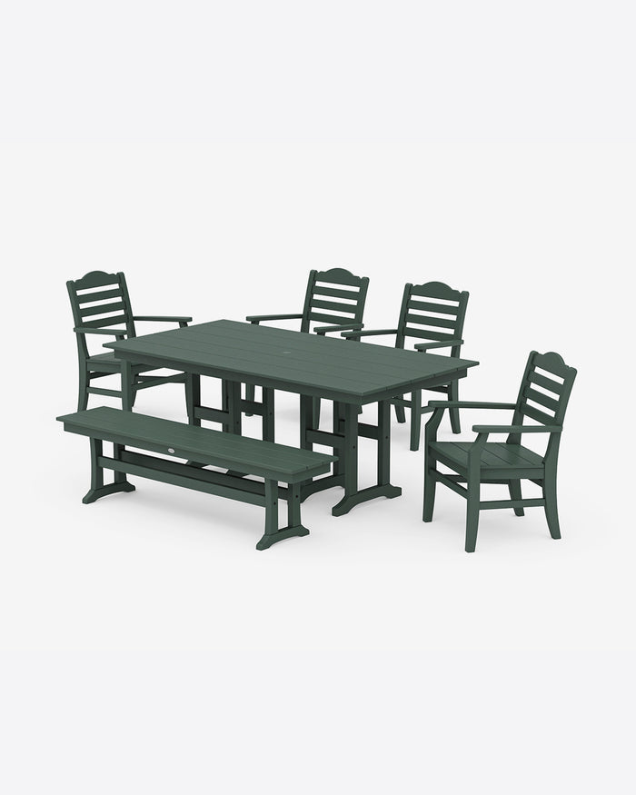 Savannah 6-Piece Farmhouse Dining Set with Bench