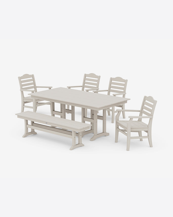 Savannah 6-Piece Farmhouse Dining Set with Bench