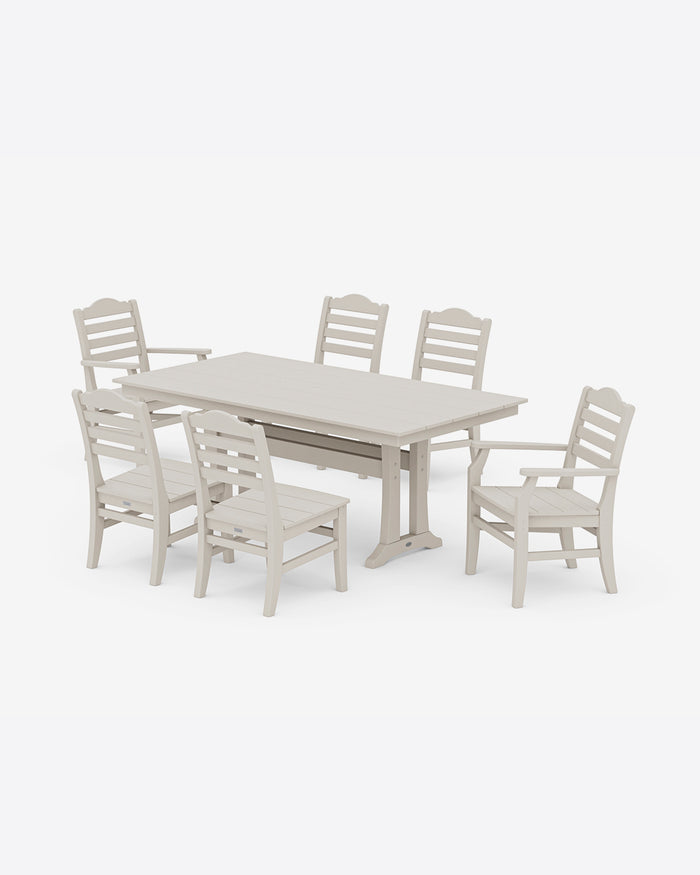 Savannah 7-Piece Farmhouse Dining Set with Trestle Legs