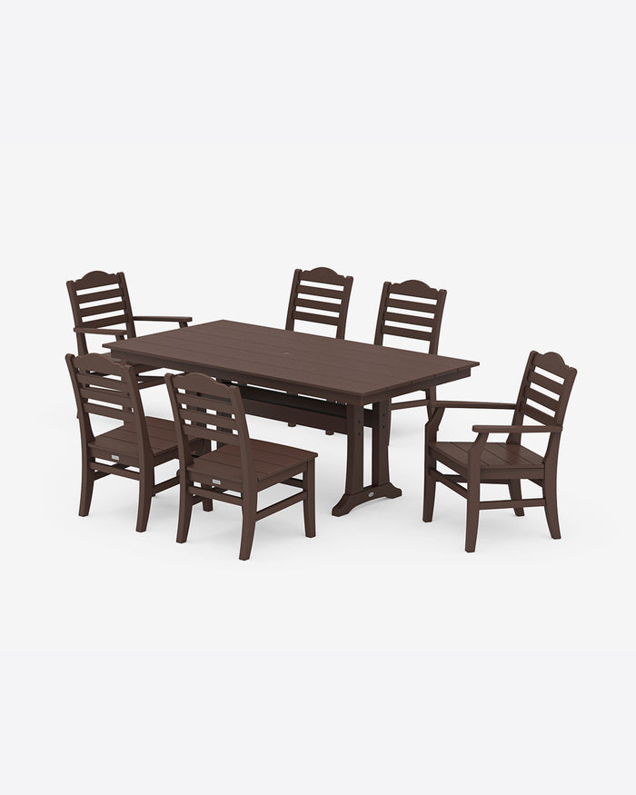 Savannah 7-Piece Farmhouse Dining Set with Trestle Legs