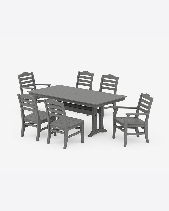 Savannah 7-Piece Farmhouse Dining Set with Trestle Legs
