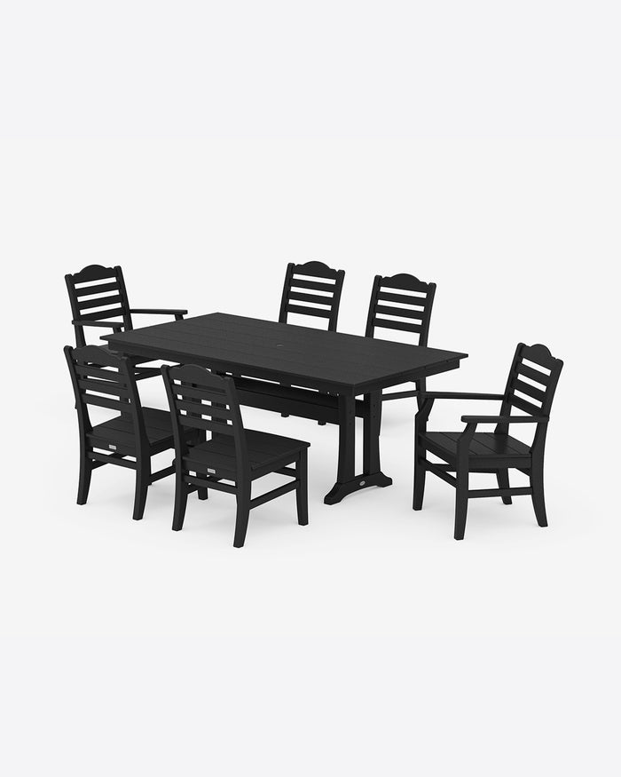 Savannah 7-Piece Farmhouse Dining Set with Trestle Legs