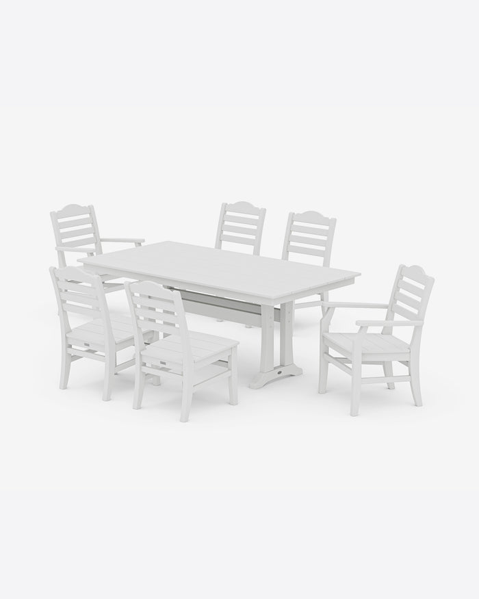 Savannah 7-Piece Farmhouse Dining Set with Trestle Legs