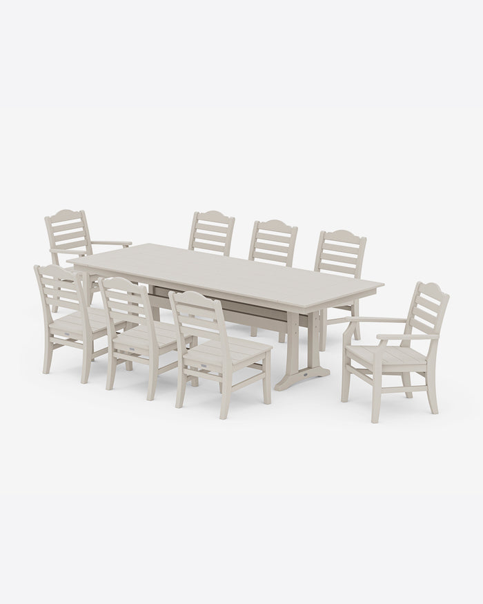Savannah 9-Piece Farmhouse Dining Set with Trestle Legs