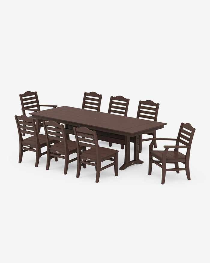 Savannah 9-Piece Farmhouse Dining Set with Trestle Legs