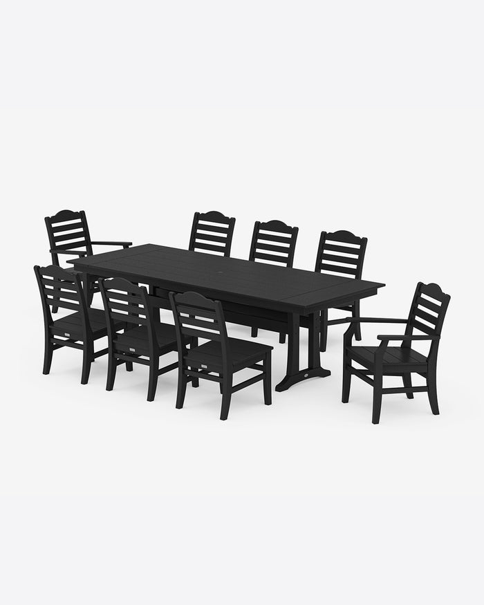 Savannah 9-Piece Farmhouse Dining Set with Trestle Legs
