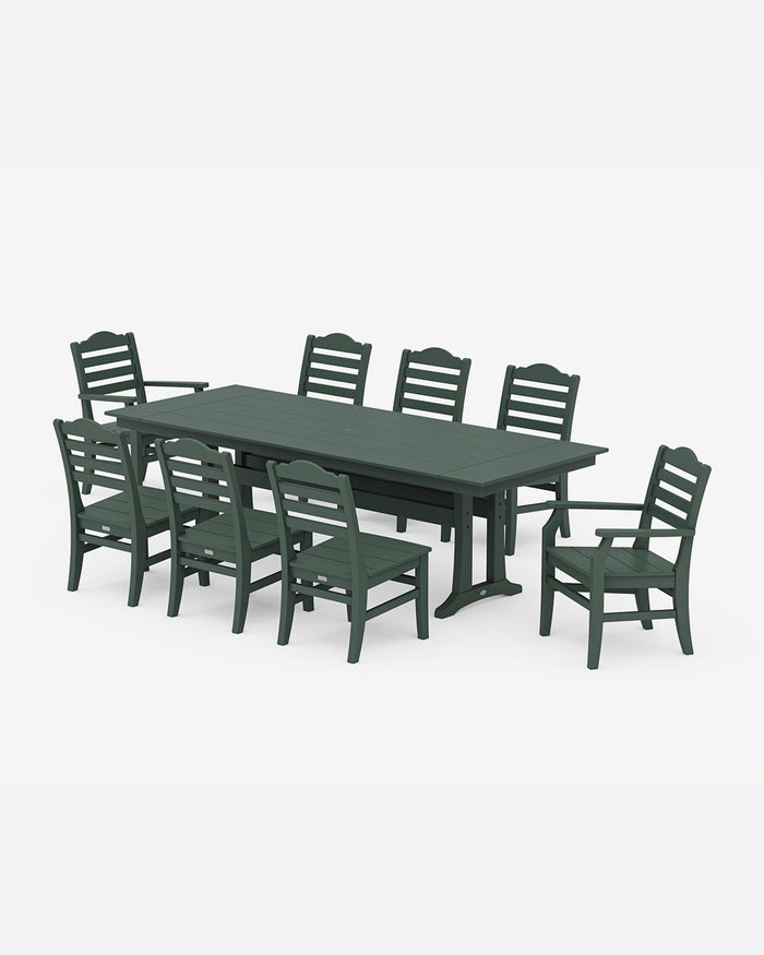 Savannah 9-Piece Farmhouse Dining Set with Trestle Legs