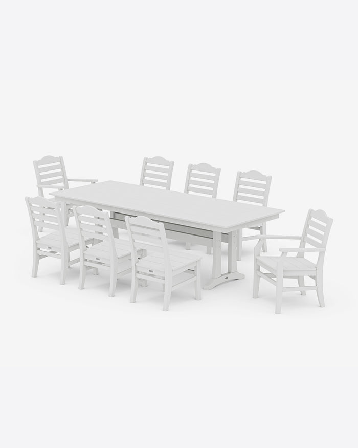 Savannah 9-Piece Farmhouse Dining Set with Trestle Legs