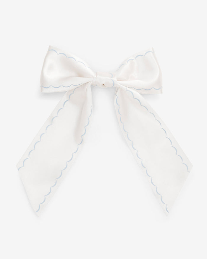 Scallop Embroidery Bow Clip