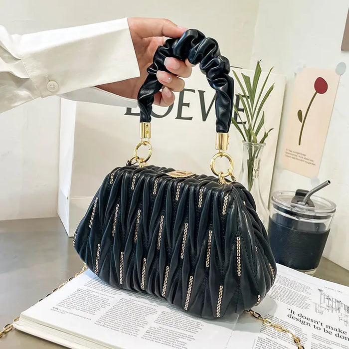 Embroidered Pleated Clutch Handbags fashionnsio