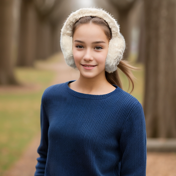Sheepskin Style Ear Muffs (Foldable) - Latte