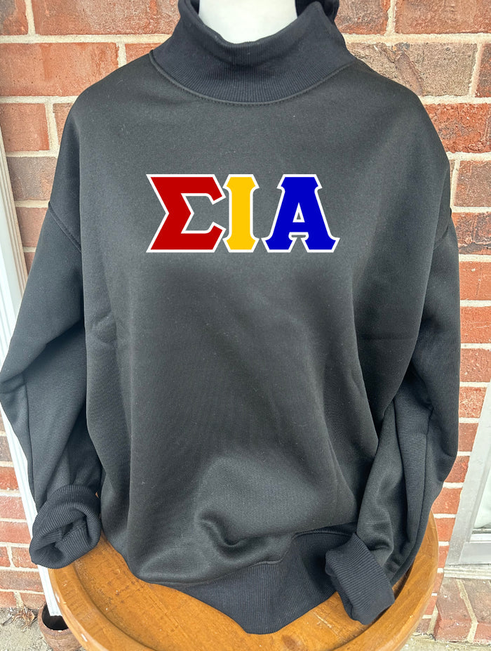 Sigma Iota Alpha - STITCH LETTER MOCK NECK SWEATSHIRT