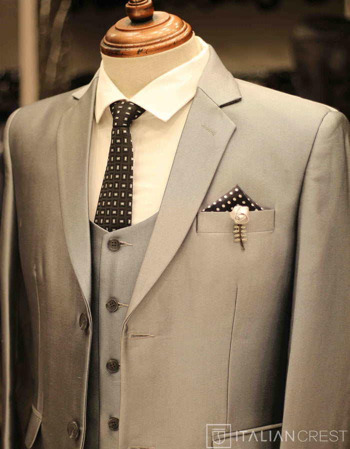 Silver 3-Piece Notch Lapel Suit