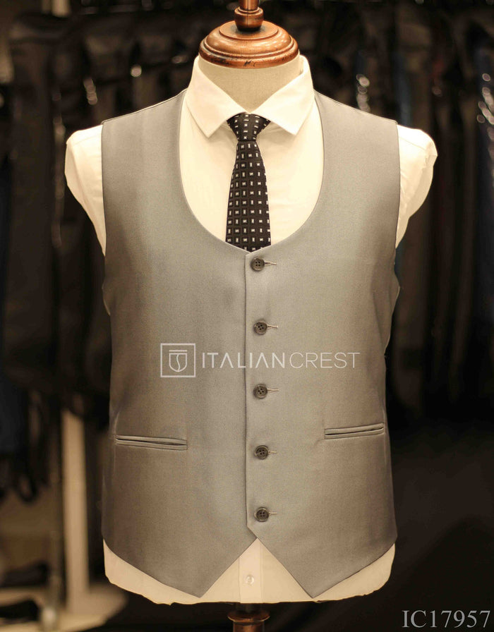 Silver 3-Piece Notch Lapel Suit