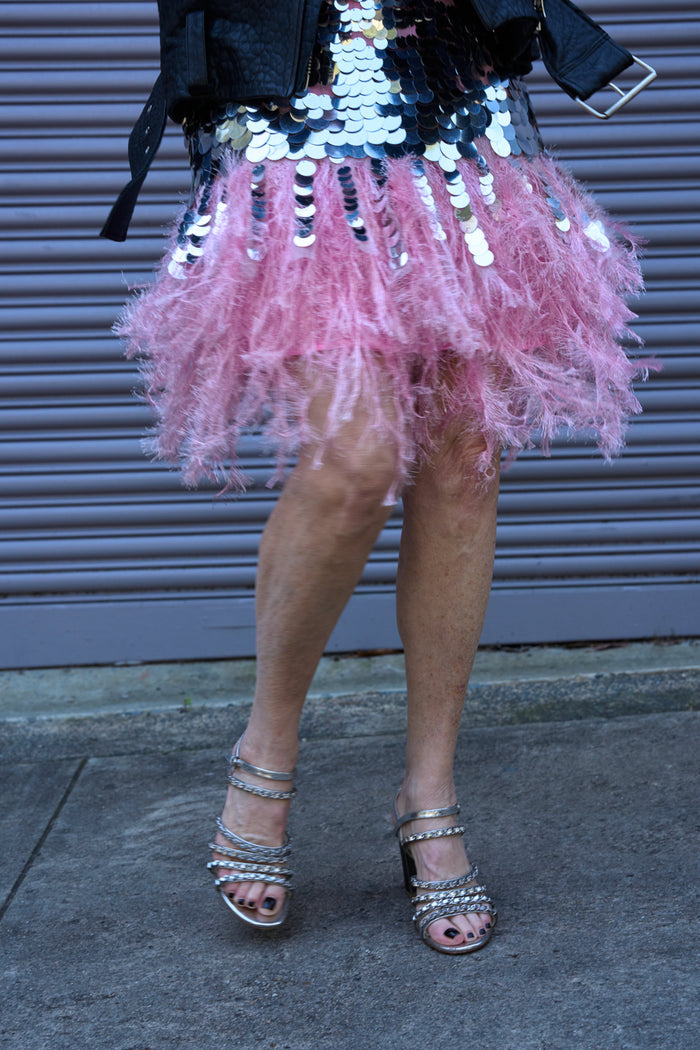 Silver Sequin Pink Fringe Set image 4