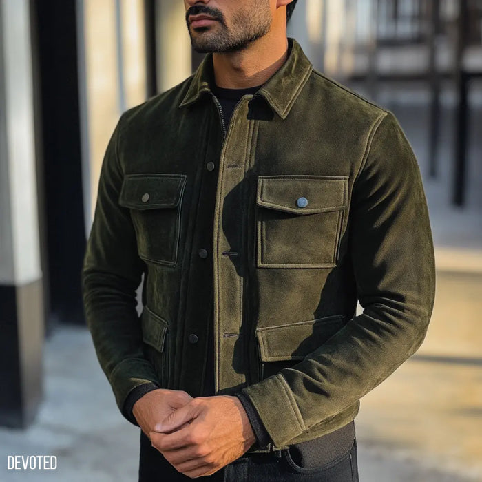 Snapper Jacket Green - Nappa Suede