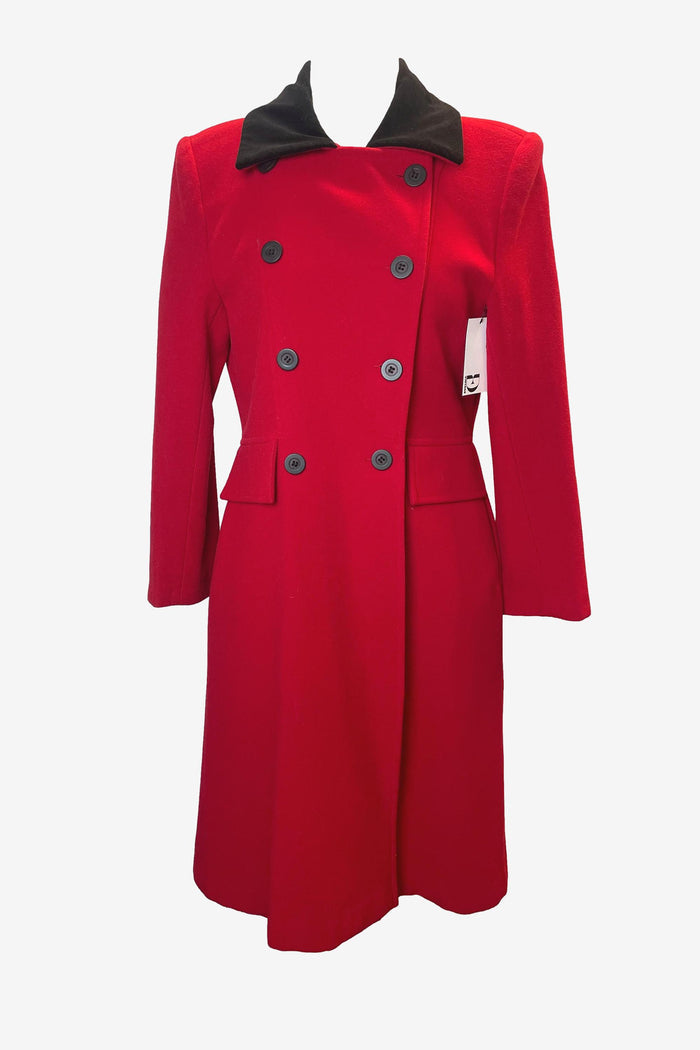 Sophia Of Melbourne Red Winter Wool Coat with Black Collar