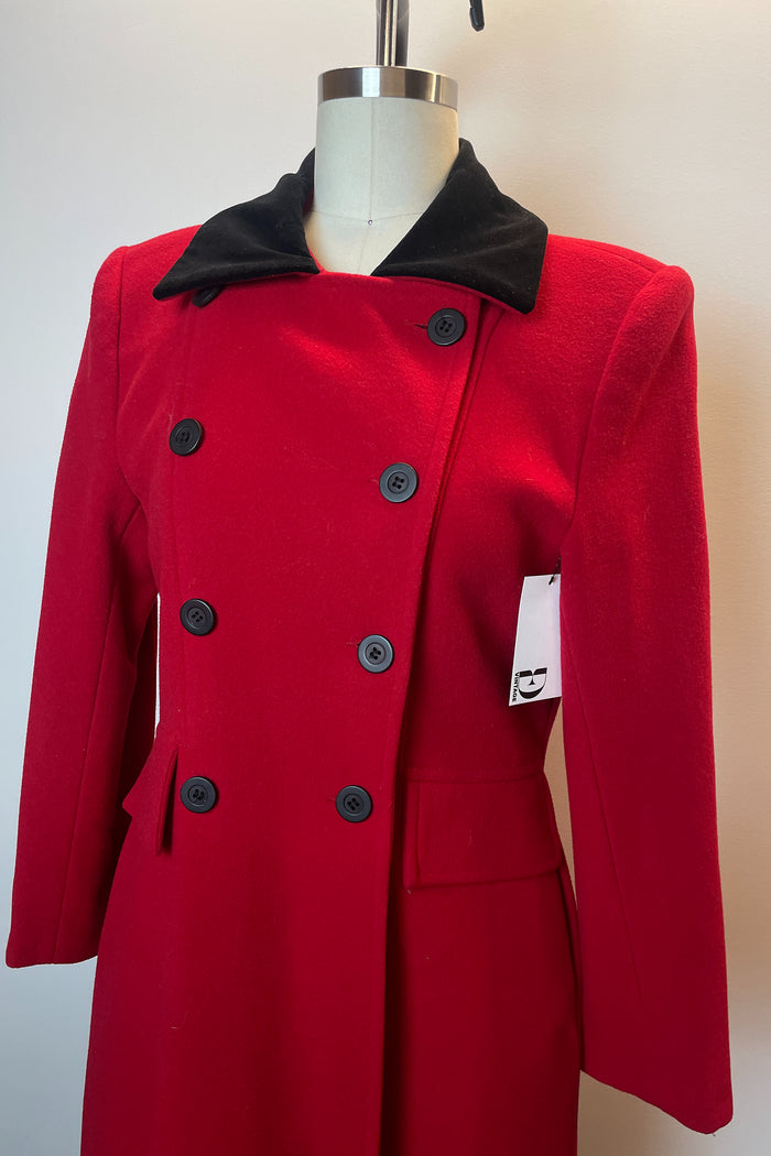 Sophia Of Melbourne Red Winter Wool Coat with Black Collar image 1