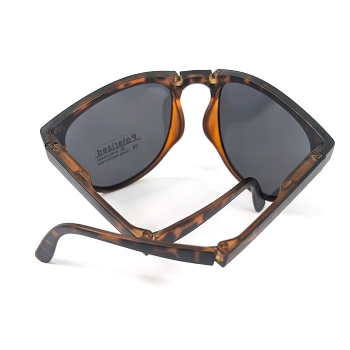 Sorelli - Matte Foldable Sunglasses (with Case & Cleaner) - Tortoise Shell
