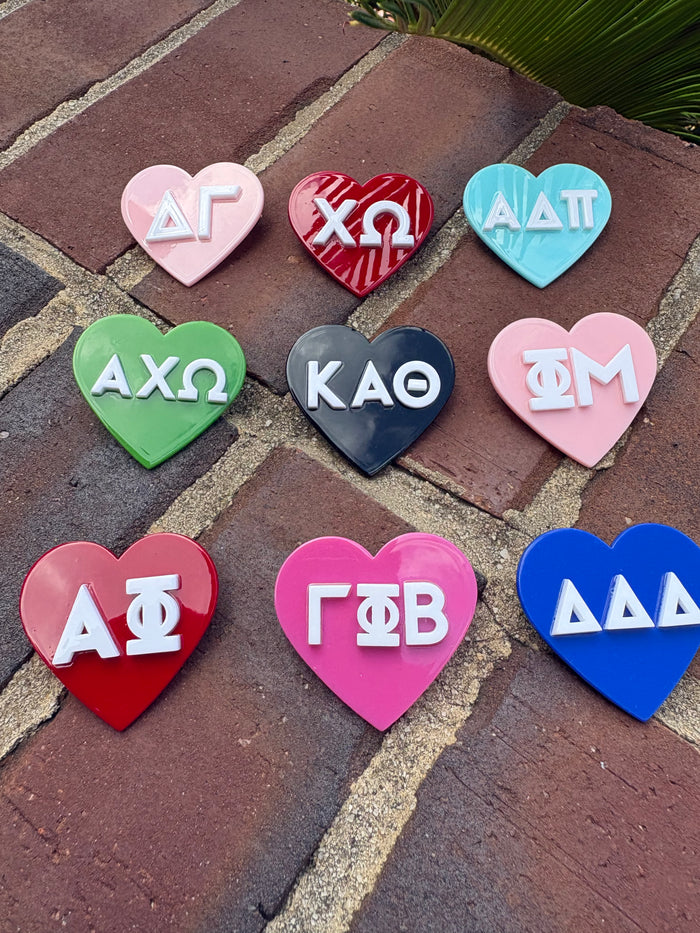 Sorority Acrylic Heart Button