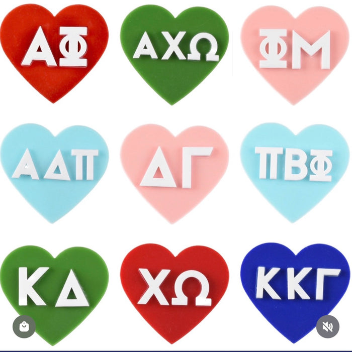 Sorority Acrylic Heart Button