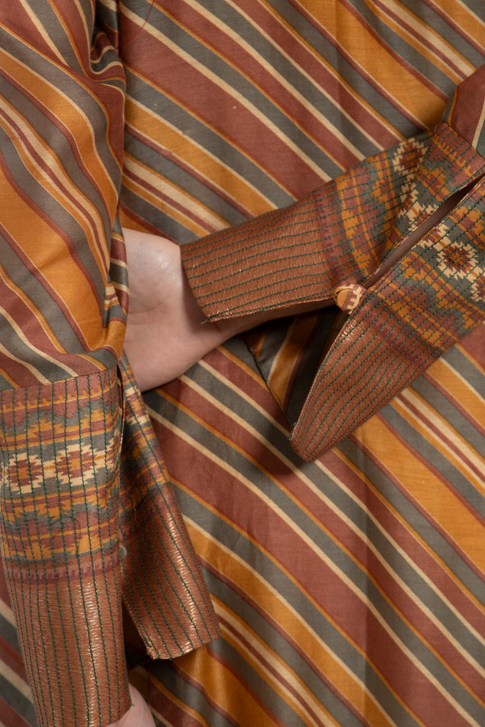 Soula Silk Striped Brown Dress