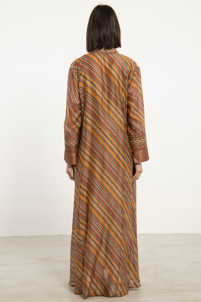 Soula Silk Striped Brown Dress