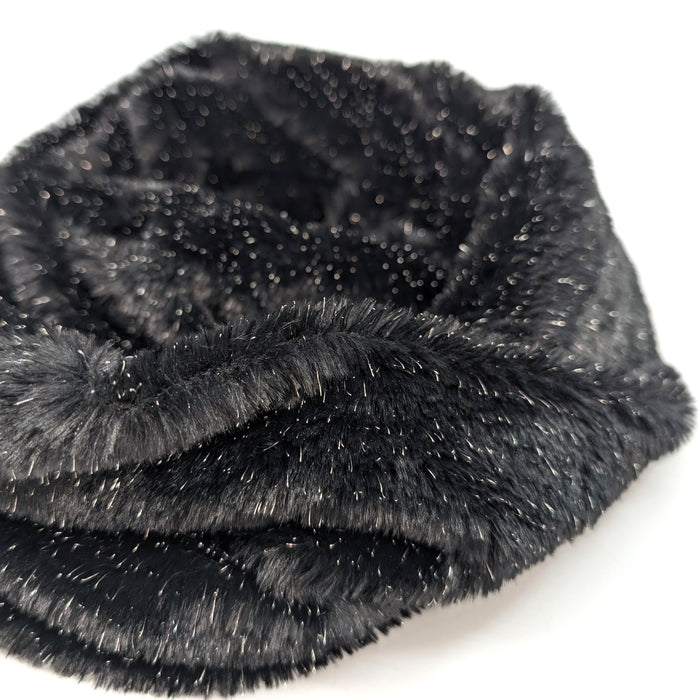 Sparkly Double Faux Fur Snood - Black