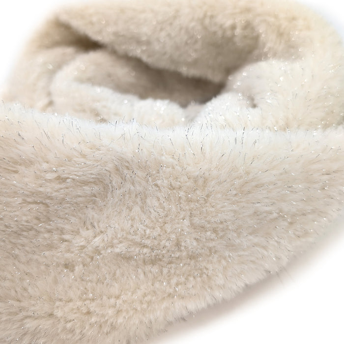 Sparkly Double Faux Fur Snood - White