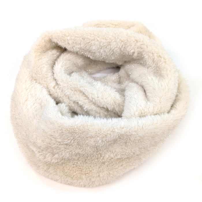 Sparkly Double Faux Fur Snood - White