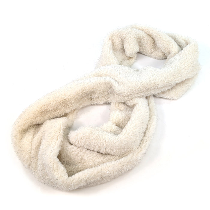 Sparkly Double Faux Fur Snood - White