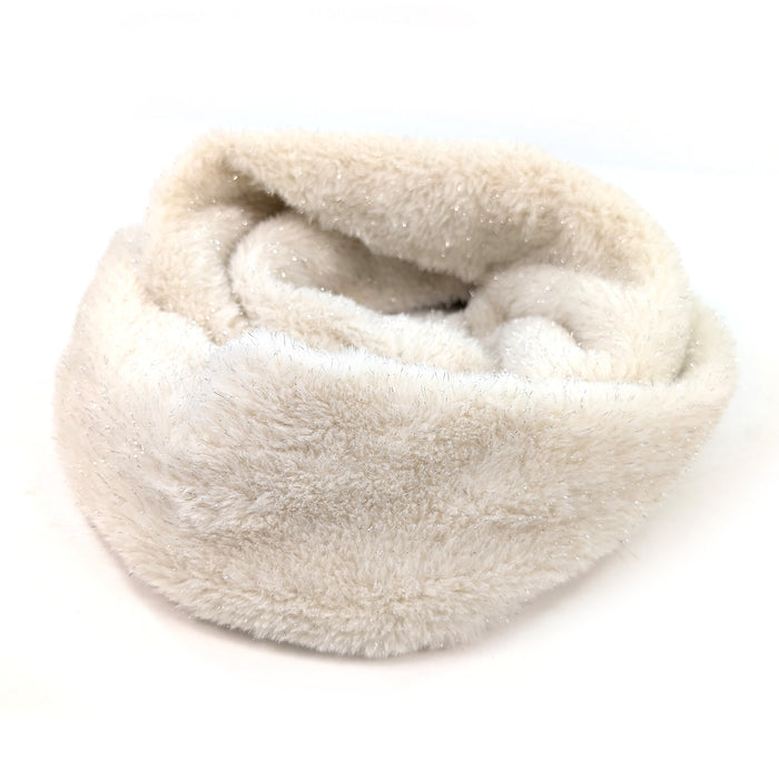 Sparkly Double Faux Fur Snood - White